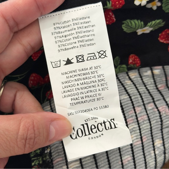 Collectif SMALL Black Emilia Wild Strawberry Ruffle Blouse Top - Picture 7 of 8